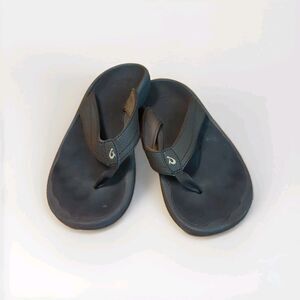 Olukai Ohana Flip Flops Sandals Womens 7 Brown Leather Slip On Summer Beach